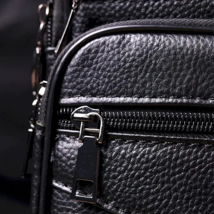 Вместительная мужская сумка кожаная 21271 Vintage Черная