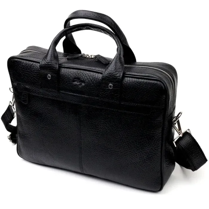 Вместительная сумка-портфель на плечо KARYA 20871 кожаная Черный