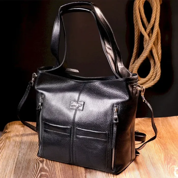 Містка жіноча сумка-шоппер з кишенями KARYA 20877 Чорний