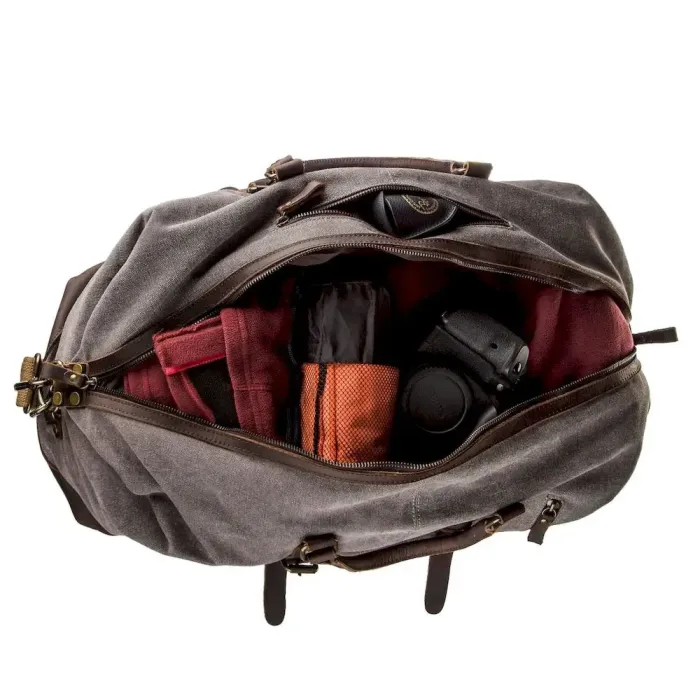 Містка дорожня сумка canvas Vintage 20131 Світло-сіра