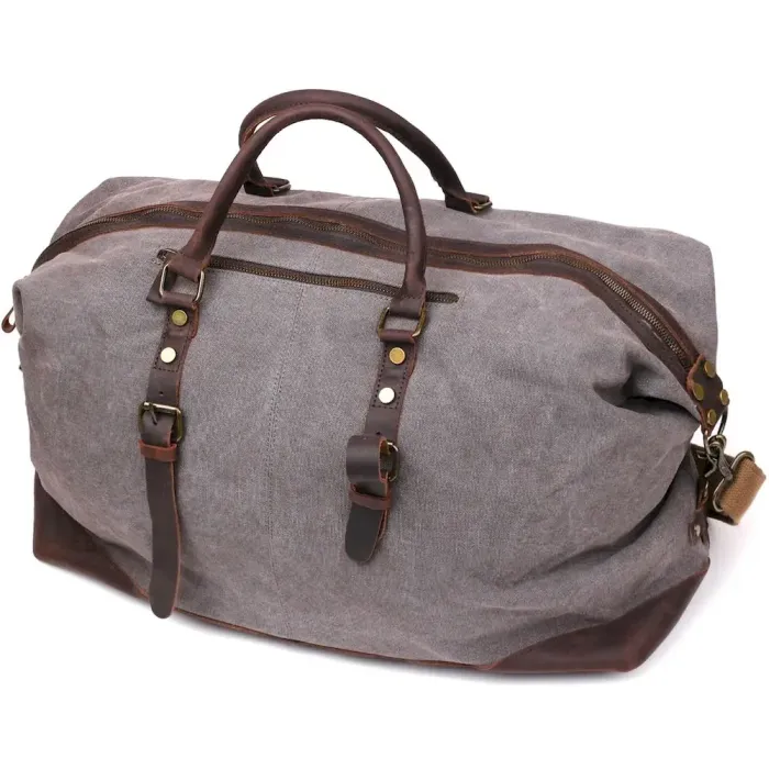 Містка дорожня сумка canvas Vintage 20131 Світло-сіра