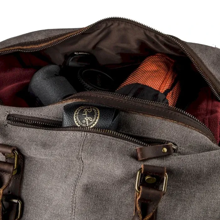 Містка дорожня сумка canvas Vintage 20131 Світло-сіра