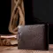 Вместительное мужское портмоне с хлястиком из натуральной кожи KARYA 21081 Коричневый