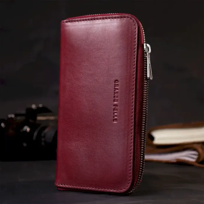 Місткий портмоне з натуральної шкіри GRANDE PELLE 16796 Марсала