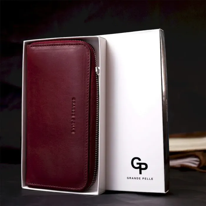 Місткий портмоне з натуральної шкіри GRANDE PELLE 16796 Марсала