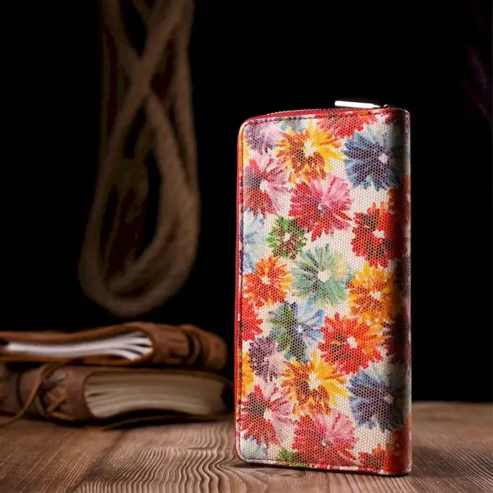 Містке жіноче велике портмоне з фактурної натуральної шкіри KARYA 21102