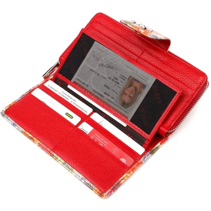 Містке жіноче велике портмоне з фактурної натуральної шкіри KARYA 21102