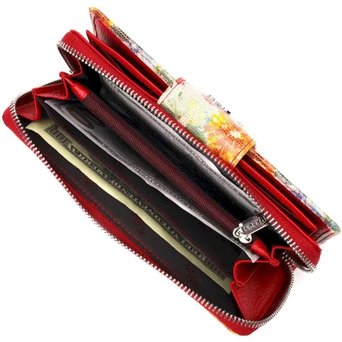 Містке жіноче велике портмоне з фактурної натуральної шкіри KARYA 21102