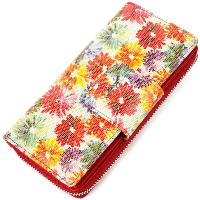 Містке жіноче велике портмоне з фактурної натуральної шкіри KARYA 21102