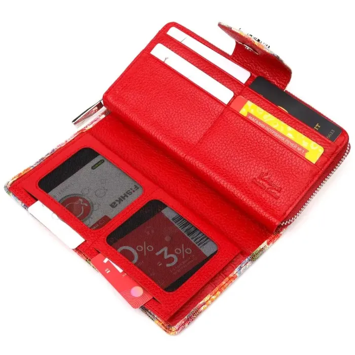 Містке жіноче велике портмоне з фактурної натуральної шкіри KARYA 21102