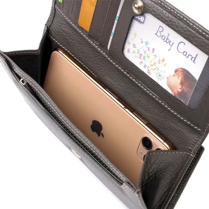 Містке жіноче портмоне з натуральної шкіри флотар CANPELLINI 21851 Сіре