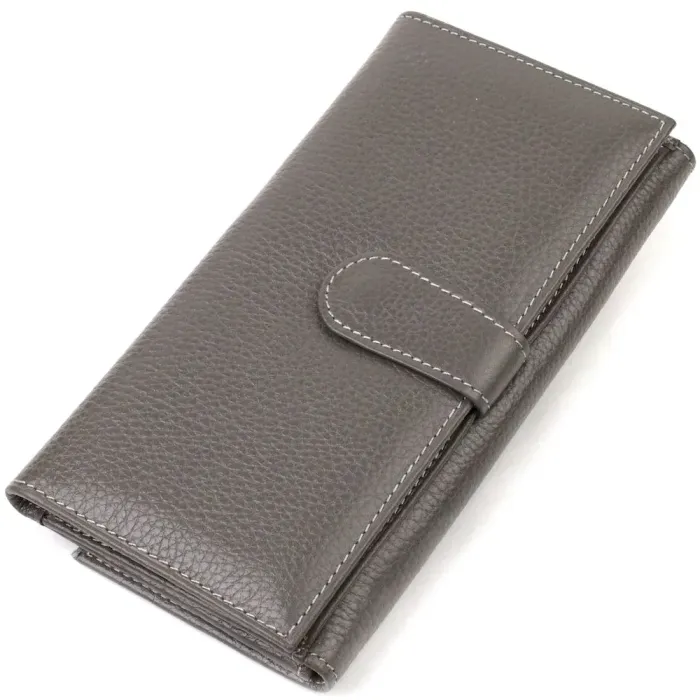 Містке жіноче портмоне з натуральної шкіри флотар CANPELLINI 21851 Сіре