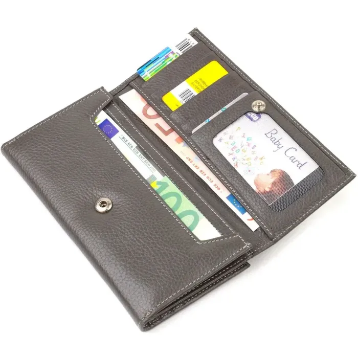 Містке жіноче портмоне з натуральної шкіри флотар CANPELLINI 21851 Сіре