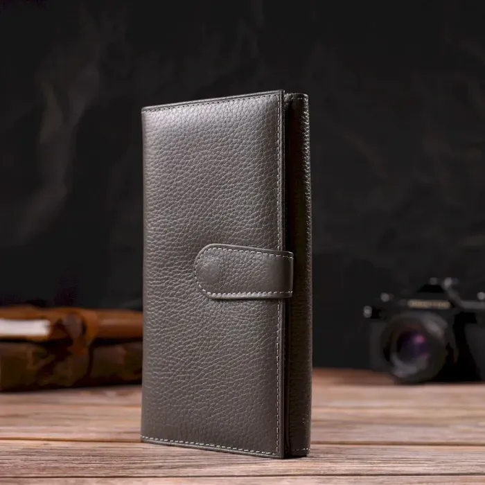 Містке жіноче портмоне з натуральної шкіри флотар CANPELLINI 21851 Сіре