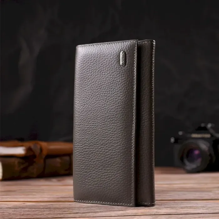 Містке жіноче портмоне з натуральної шкіри флотар CANPELLINI 21851 Сіре