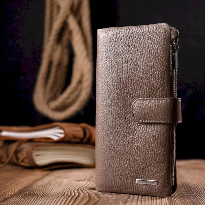 Містке жіноче портмоне з натуральної шкіри KARYA 20998 Бежевий