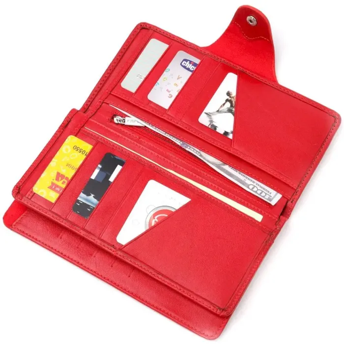 Вместительное женское портмоне из натуральной зернистой кожи KARYA 21001 Черный