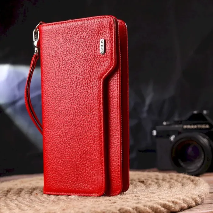 Містке жіноче портмоне клатч з натуральної шкіри CANPELLINI 21535 Червоне