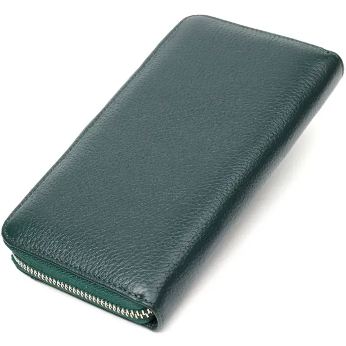 Містке жіноче портмоне на блискавці з натуральної шкіри Tony Bellucci 21971 Зелений