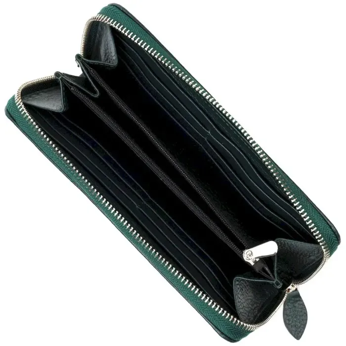 Містке жіноче портмоне на блискавці з натуральної шкіри Tony Bellucci 21971 Зелений