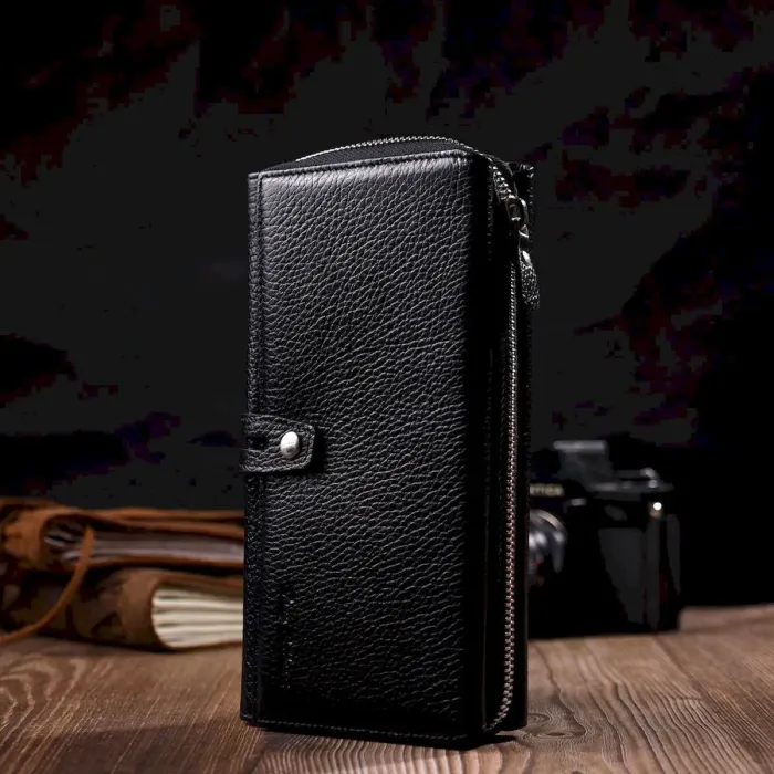 Місткий клатч з двома блоками для кредитних карток з натуральної шкіри Tony Bellucci 21984 Чорний