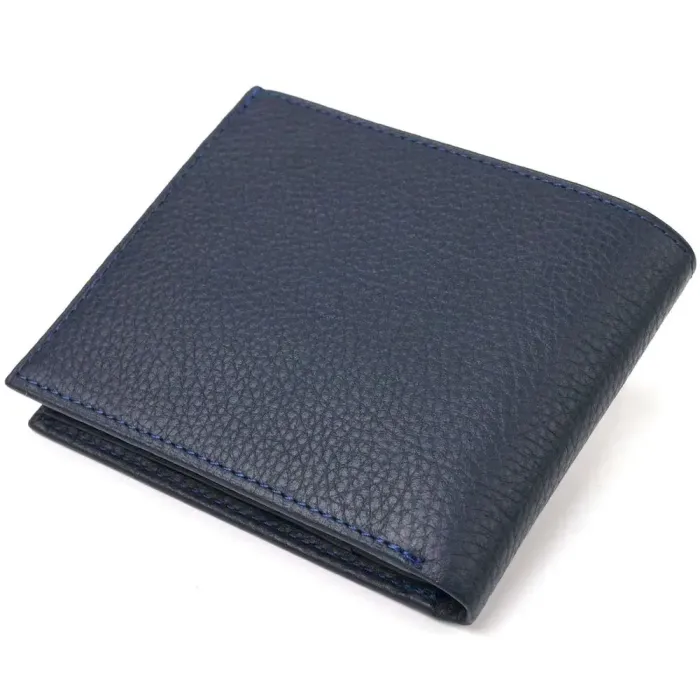Місткий гаманець для чоловіків у дві складення з натуральної шкіри флотар CANPELLINI 21581 Синій