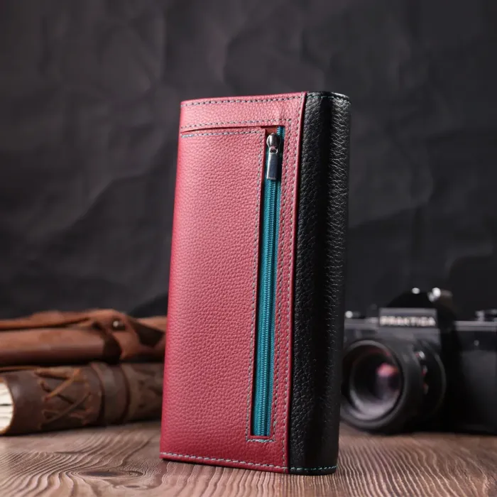 Місткий гаманець для прекрасних жінок із натуральної шкіри ST Leather 22517 Різнокольоровий