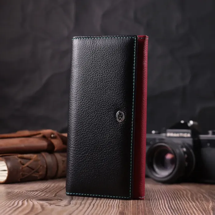 Місткий гаманець для прекрасних жінок із натуральної шкіри ST Leather 22517 Різнокольоровий