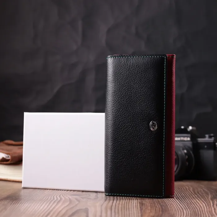 Місткий гаманець для прекрасних жінок із натуральної шкіри ST Leather 22517 Різнокольоровий