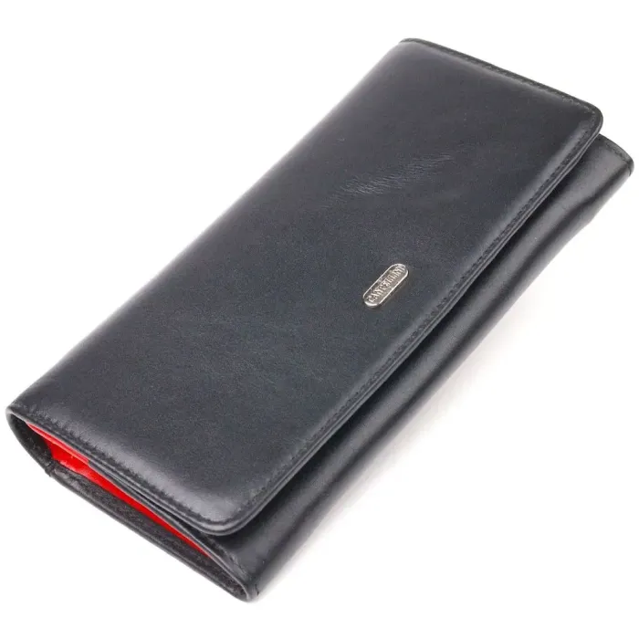 Місткий гаманець для жінок з натуральної гладкої шкіри CANPELLINI 21611 Чорний