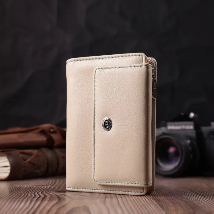 Місткий гаманець для жінок із натуральної шкіри ST Leather 22500 Білий