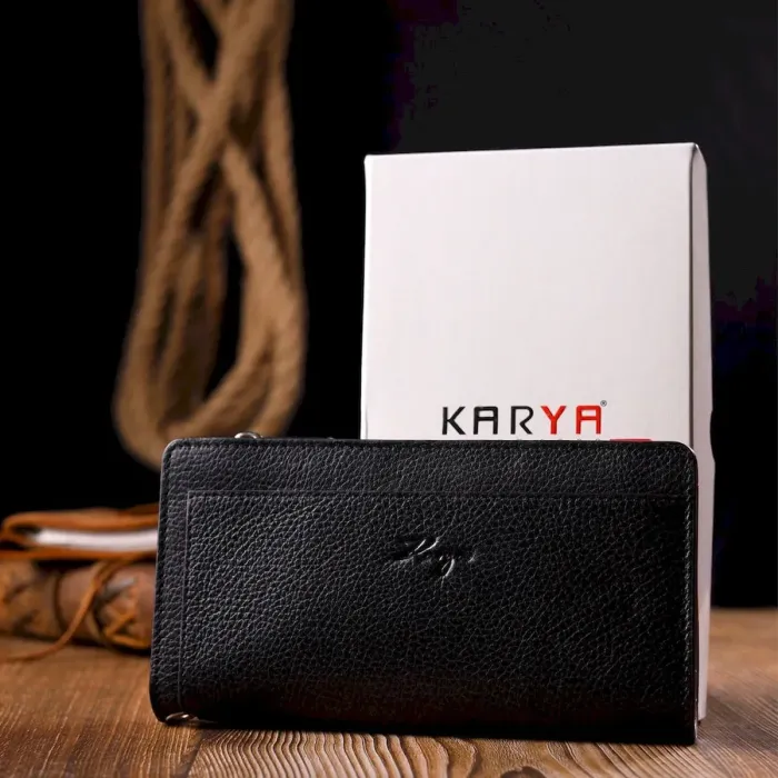 Місткий гаманець-клатч із натуральної шкіри KARYA 21135 Чорний