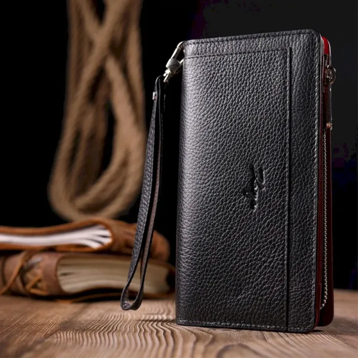 Місткий гаманець-клатч із натуральної шкіри KARYA 21135 Чорний