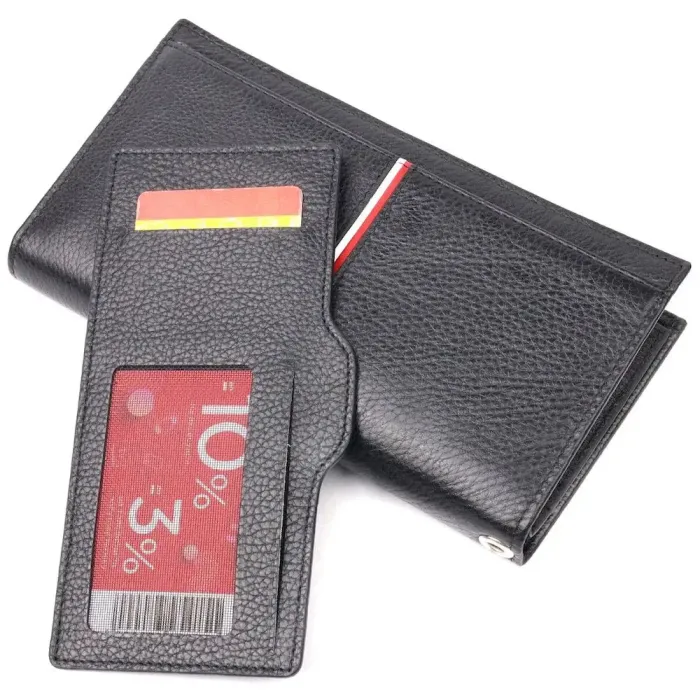 Місткий гаманець- клатч з натуральної шкіри KARYA 21182 Чорний