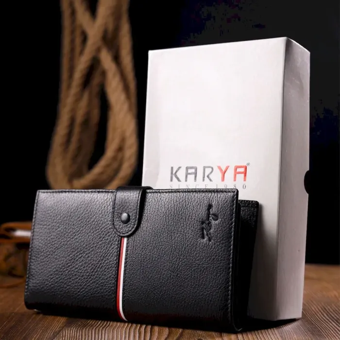 Місткий гаманець- клатч з натуральної шкіри KARYA 21182 Чорний