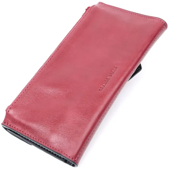Вместительный кошелек с монетницей снаружи из натуральной кожи GRANDE PELLE 11647 Марсала
