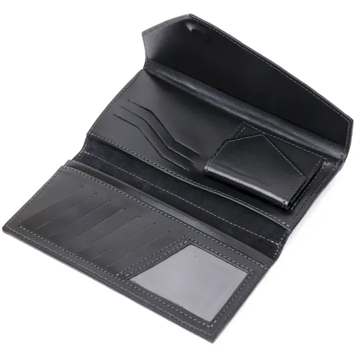 Вместительный кошелек с монетницей снаружи из натуральной кожи GRANDE PELLE 11647 Марсала