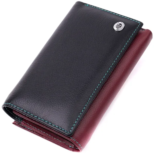 Місткий шкіряний гаманець у три складання для жінок ST Leather 19444