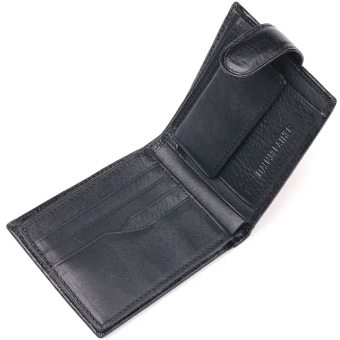 Місткий чоловічий гаманець середнього розміру з натуральної шкіри ST Leather 19419 Чорний