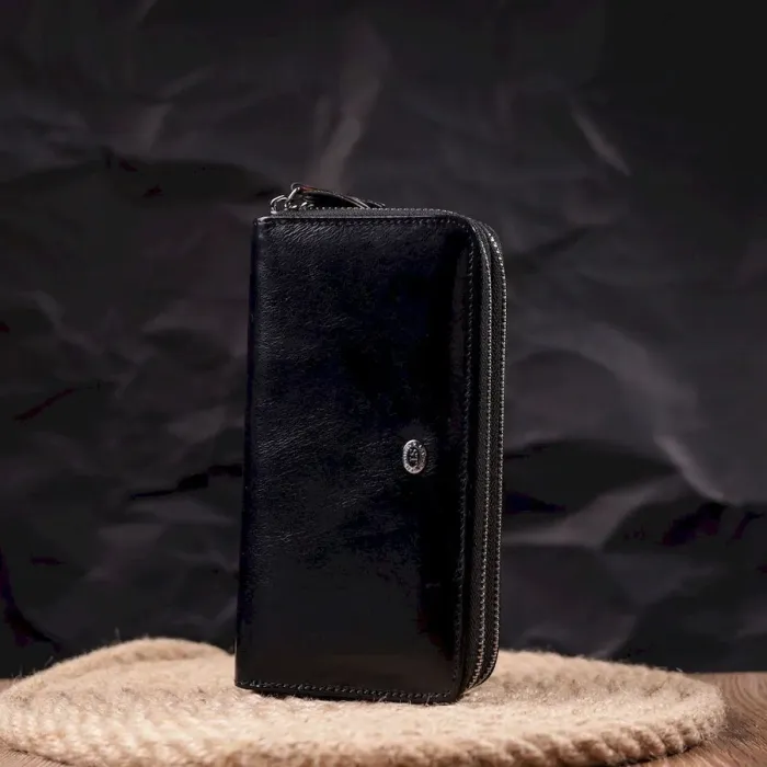 Місткий чоловічий клатч із натуральної гладкої шкіри ST Leather 19411 Чорний
