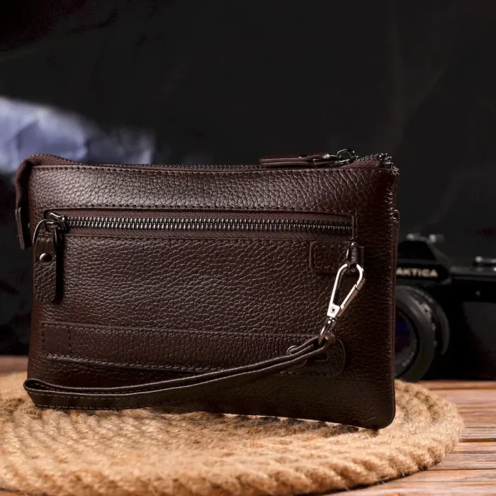 Стильный клатч для мужчин из натуральной кожи CANPELLINI 21548 Коричневый