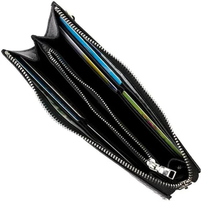 Місткий чоловічий клатч з натуральної шкіри з тисненням під крокодила BOND 22049 Чорний