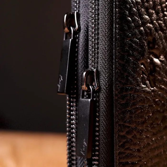 Вместительный мужской клатч на два отделения KARYA 20905 кожаный Черный