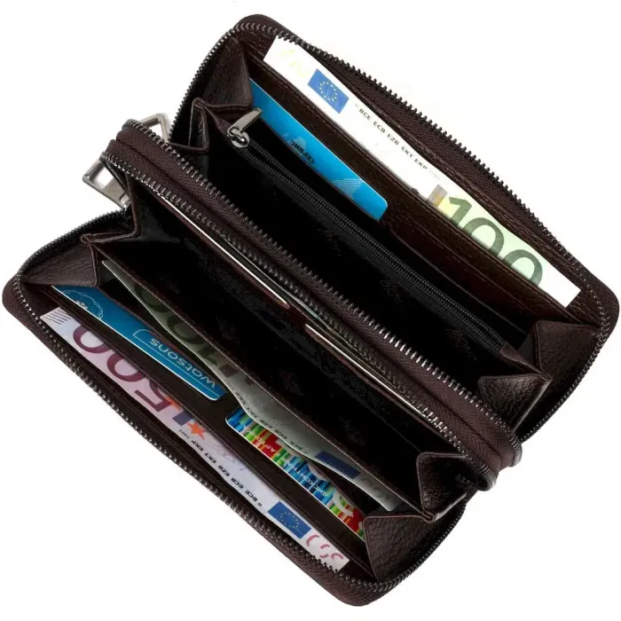 Місткий чоловічий клатч із двома відділеннями з натуральної BOND 22025 Коричневий