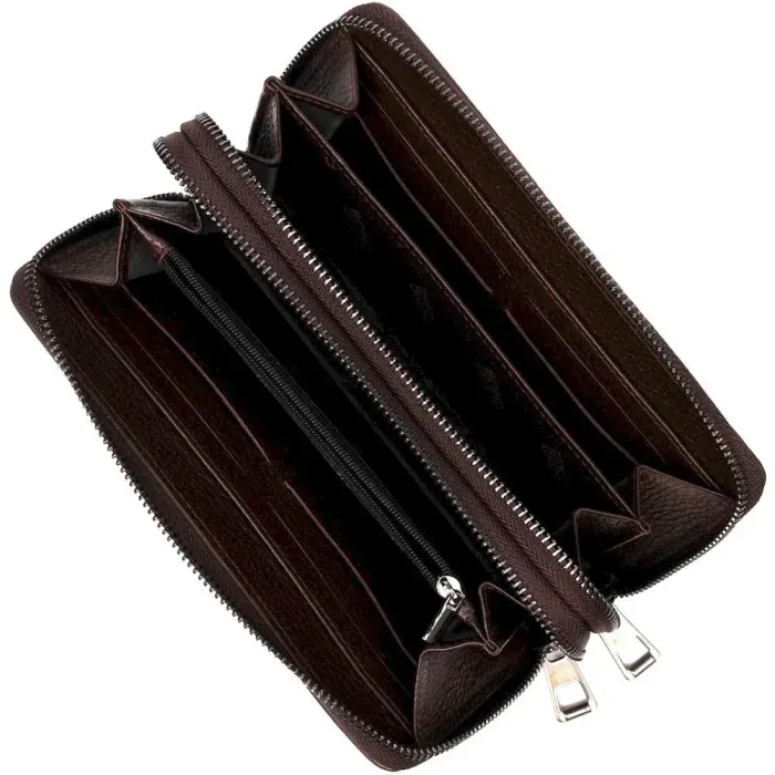 Місткий чоловічий клатч із двома відділеннями з натуральної BOND 22025 Коричневий