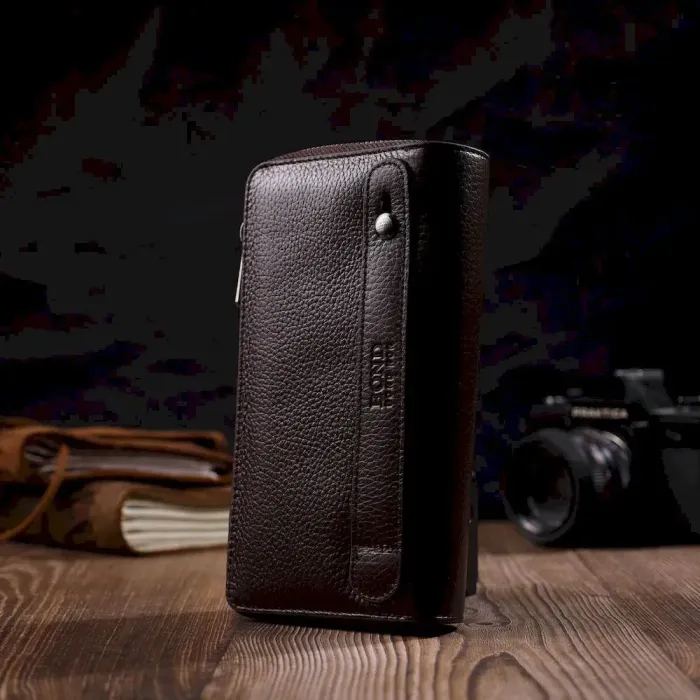 Місткий чоловічий клатч із двома відділеннями з натуральної BOND 22025 Коричневий