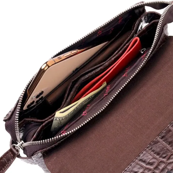 Вместительный мужской клатч с клапаном KARYA 20910 кожаный Коричневый