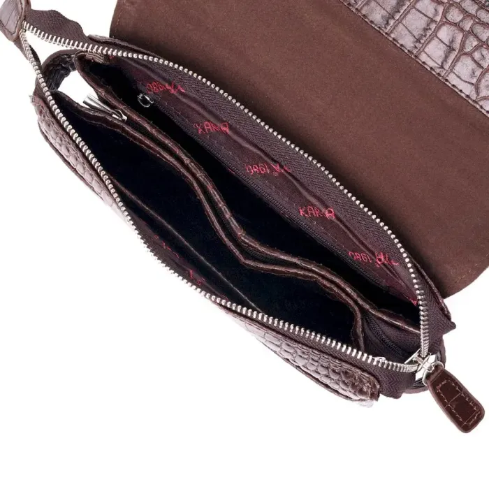 Вместительный мужской клатч с клапаном KARYA 20910 кожаный Коричневый