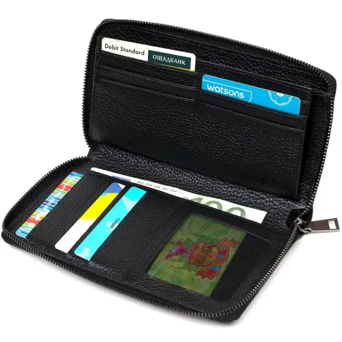 Місткий чоловічий клатч з одним відділенням з натуральної шкіри BOND 22029 Чорний