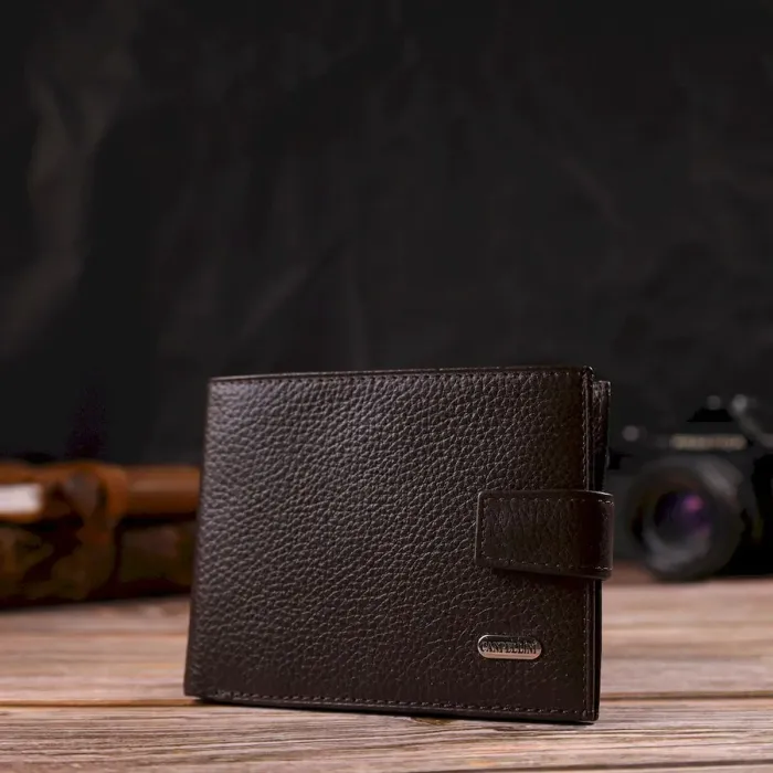 Місткий чоловічий гаманець із натуральної шкіри флотар CANPELLINI 21944 Коричневий